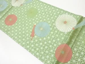 傘に七宝模様織出し袋帯